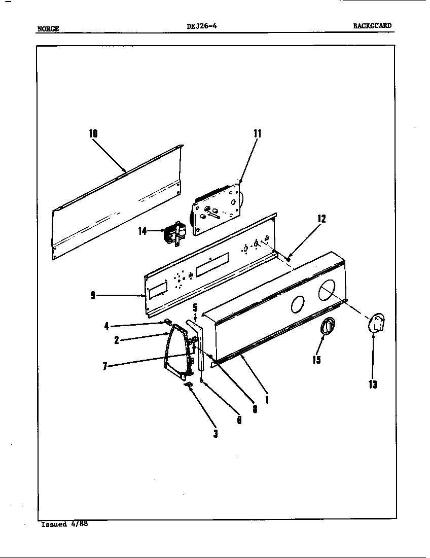 Norge DEJ264A control panel (rev. a-c) diagram
