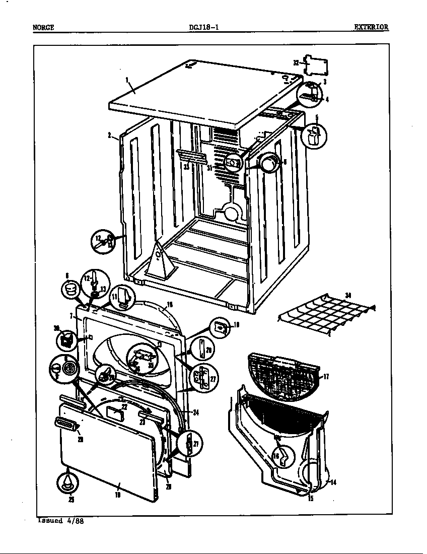 Norge DGJ181W exterior (orig. rev. a) diagram