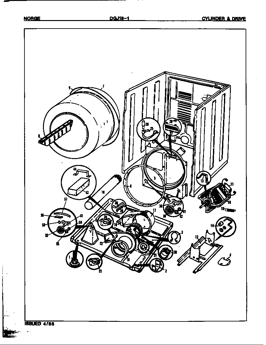 Norge DGJ181W cylinder & drive (orig.-rev.a) diagram