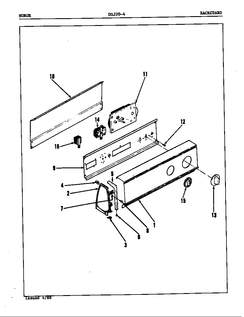 Norge DGJ204H control panel (rev. a-b) diagram