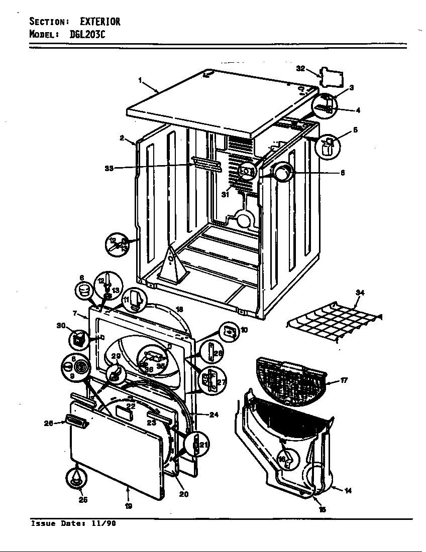 Norge DGL203AC exterior (orig. rev. a-d) diagram