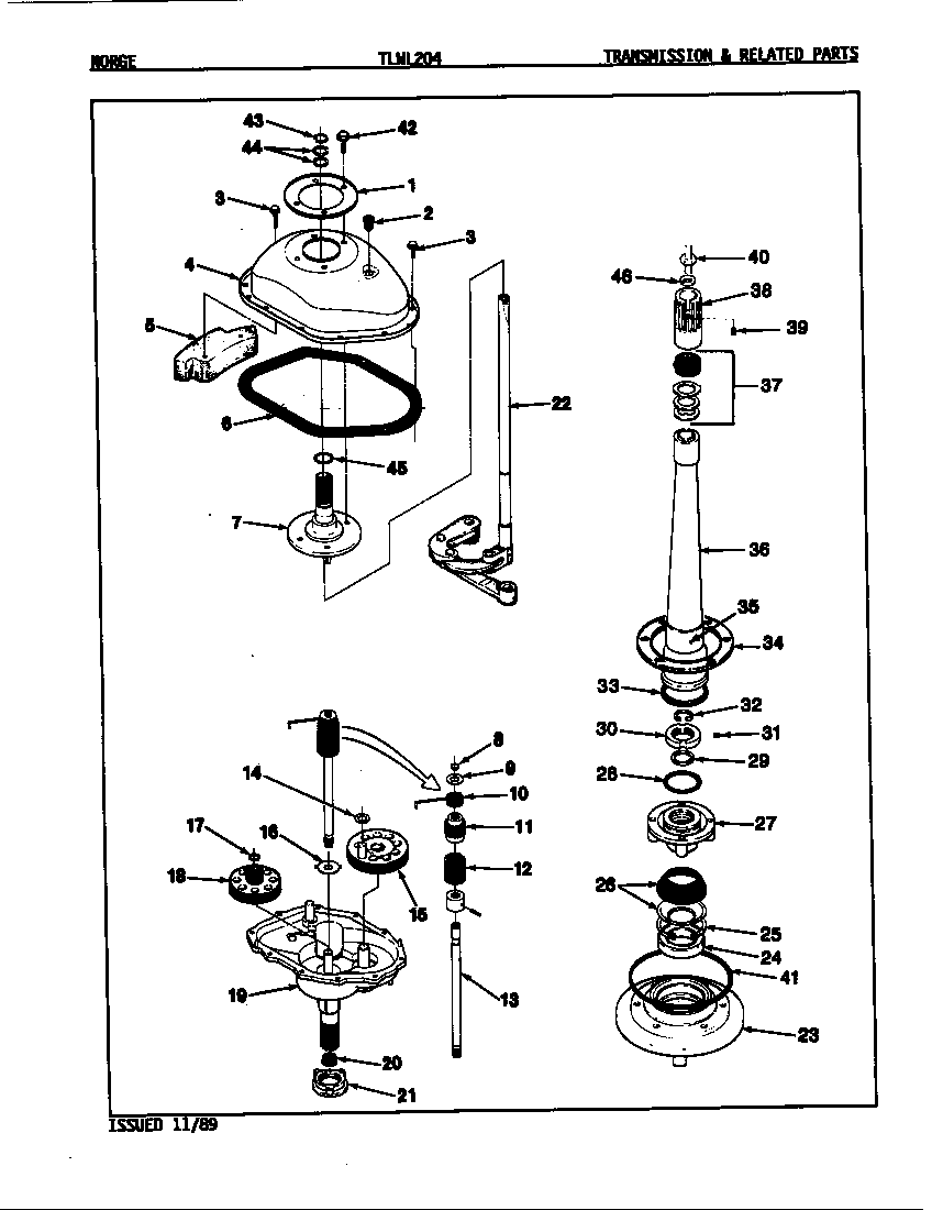 Norge TLWL204A transmission & related parts diagram
