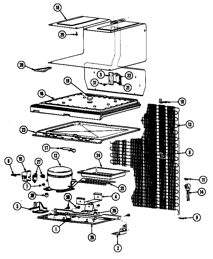 Magic Chef RB151PW-P unit compartment & system diagram