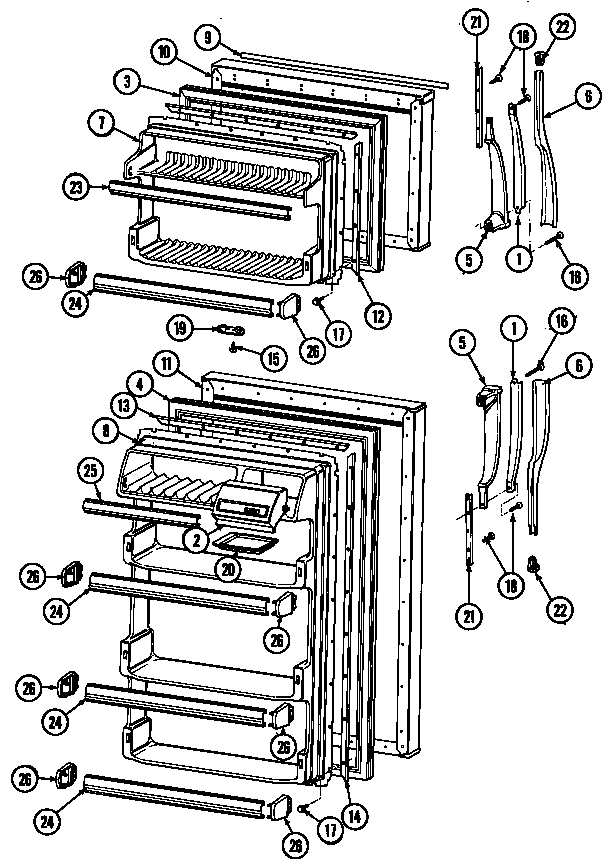Magic Chef RB151PW-P doors diagram