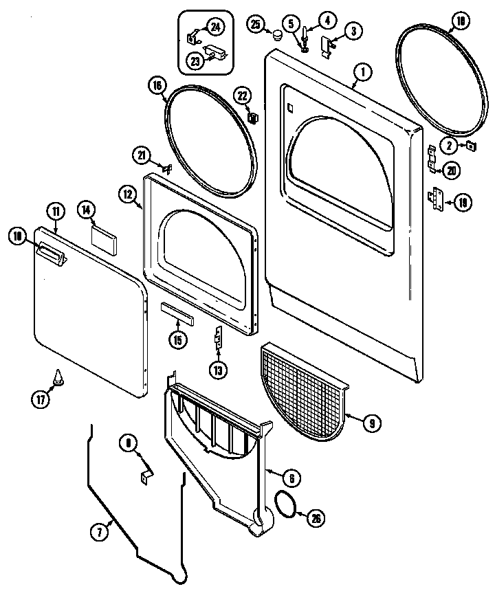 Magic Chef YE216KW door diagram