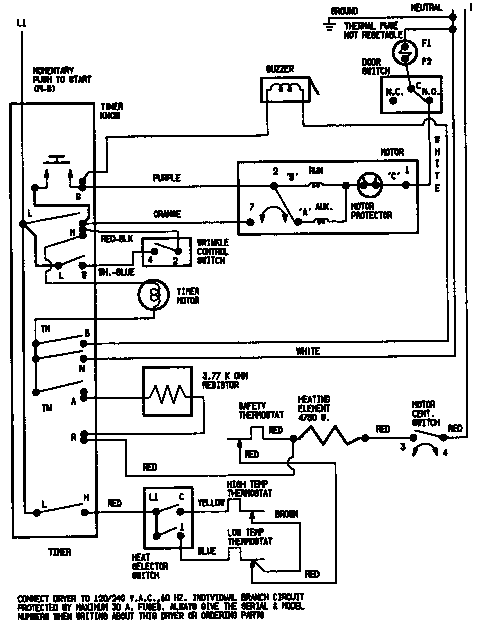 Magic Chef YE216KW wiring information diagram