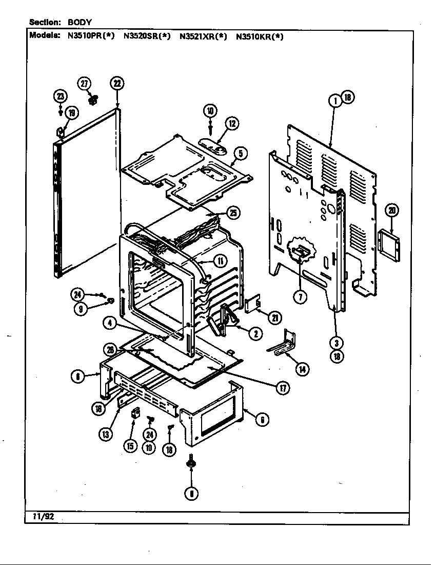 Norge N3521XRW body (n3521xr, n3510kr) (n3510kra) (n3510krw) (n3521xra) (n3521xrw) diagram