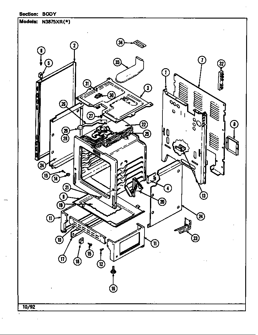 Norge N3875XRW body diagram