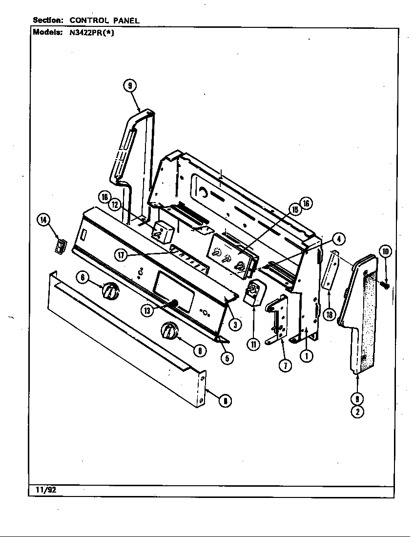 Norge N3422PRA control panel diagram