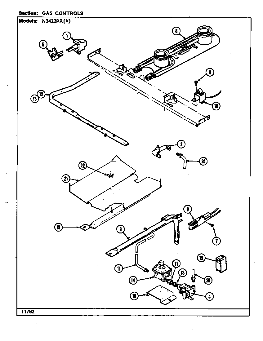 Norge N3422PRA gas controls diagram