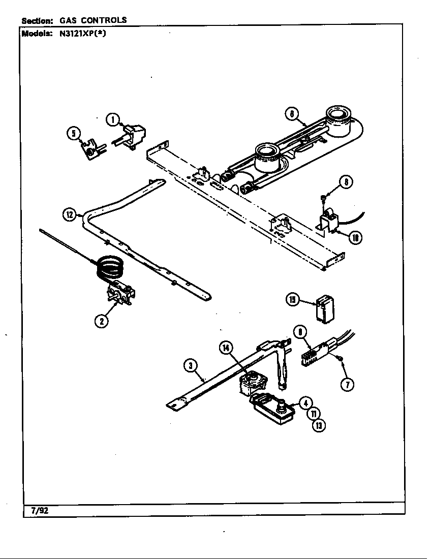 Norge N3120SPA gas controls (n3121xp*) (n3121xpa) (n3121xpw) diagram