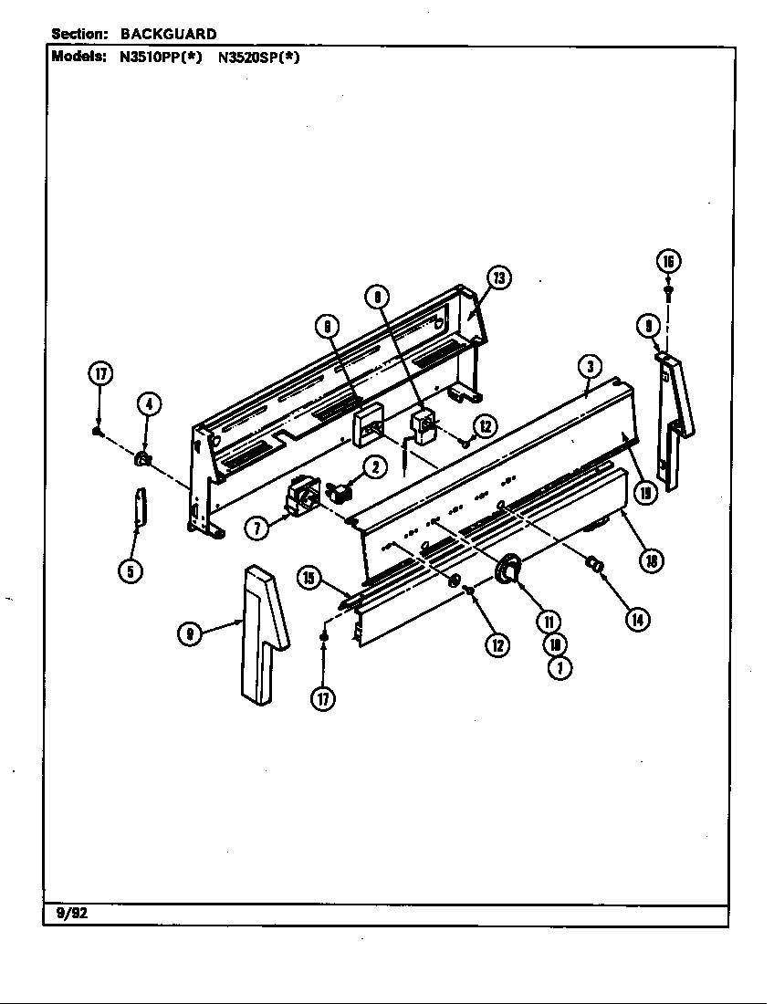 Norge N3510PPW control panel (n3510ppa) (n3510ppw) (n3520spa) (n3520spw) diagram