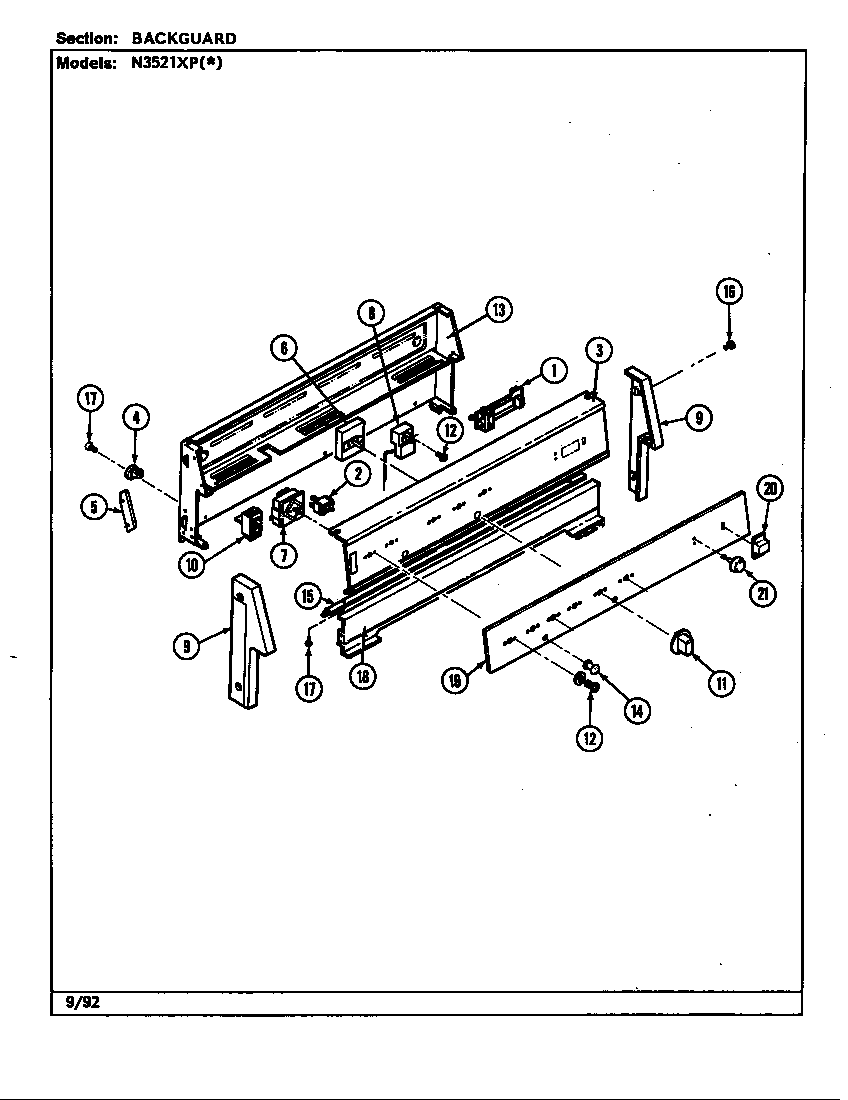Norge N3510PPW control panel (n3521xp*) (n3521xpa) (n3521xpw) diagram