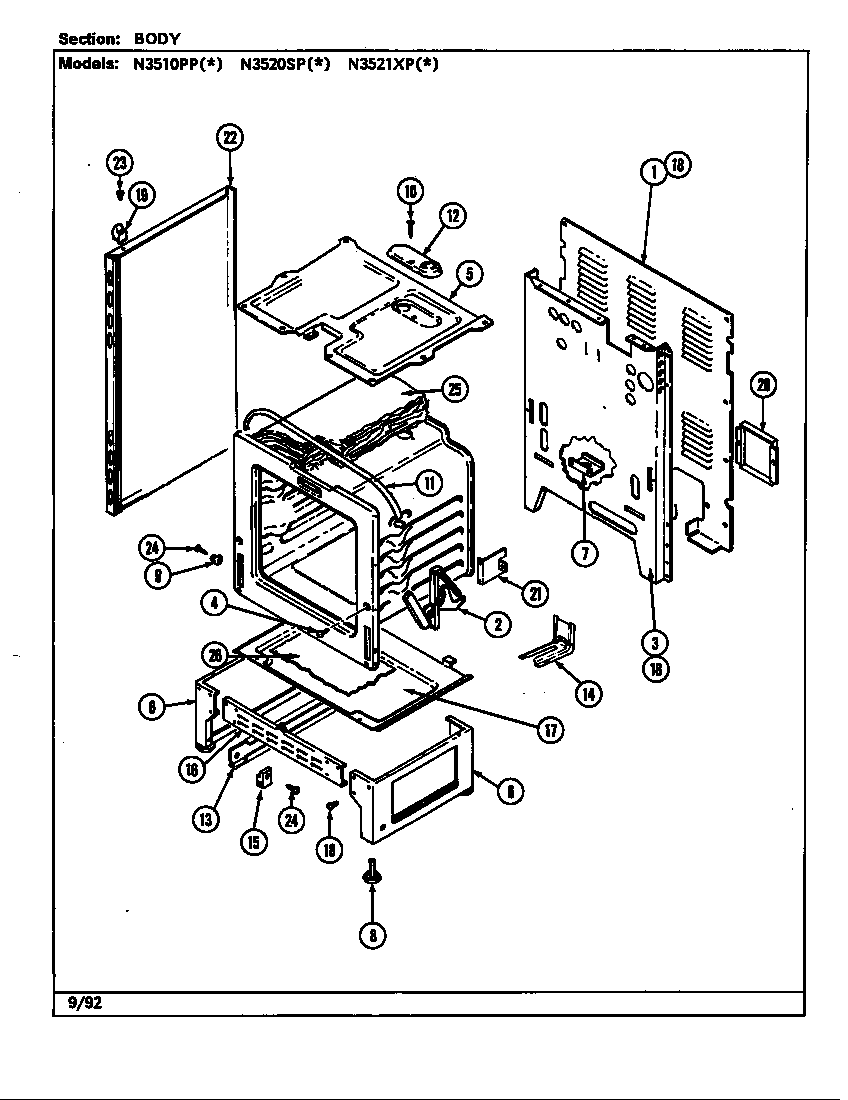 Norge N3510PPW body (n3510pp*, n3520sp*) (n3521xpa) (n3521xpw) diagram