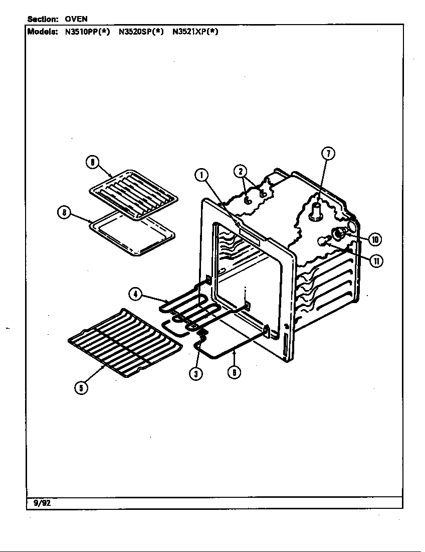Norge N3510PPW oven (n3510pp*, n3520sp*) (n3510ppa) (n3510ppw) (n3520spa) (n3520spw) diagram