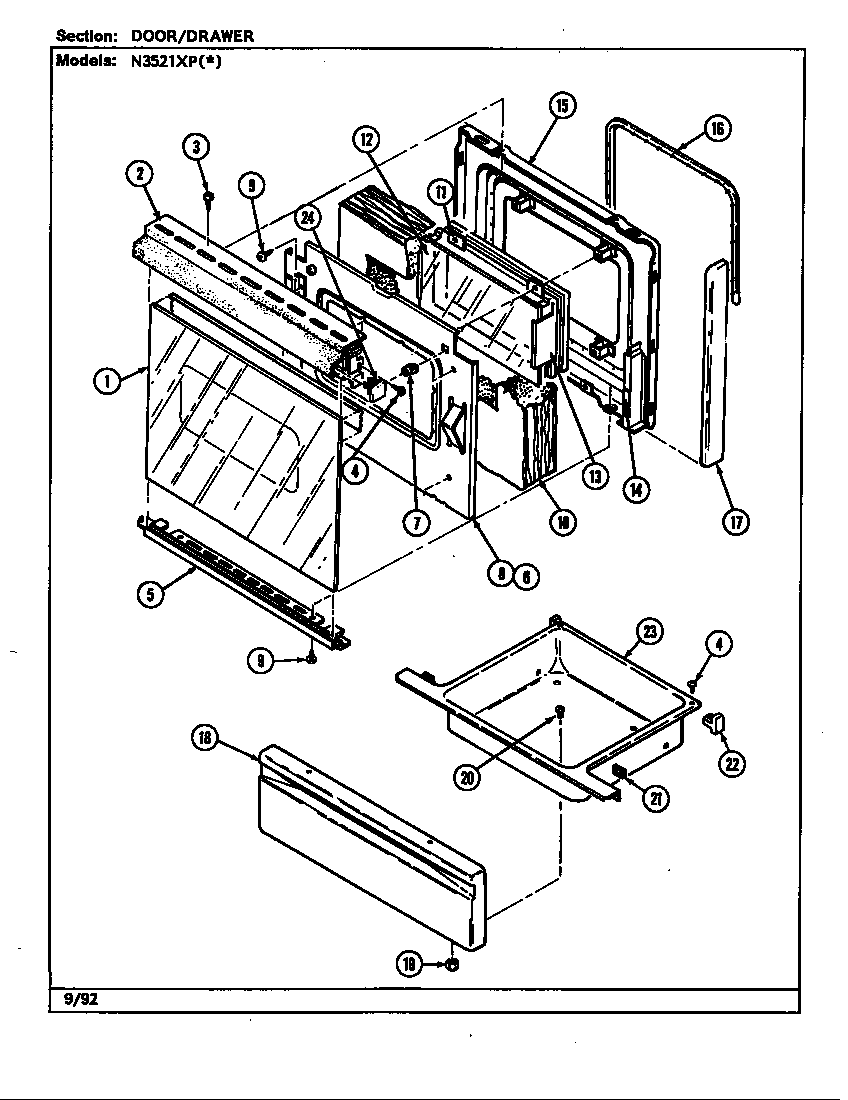 Norge N3510PPW door/drawer (n3521xp*) (n3521xpa) (n3521xpw) diagram