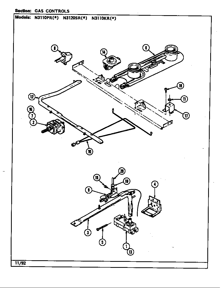 Norge N3110KRW gas controls (n3110kr*) (n3110kra) (n3110krw) diagram