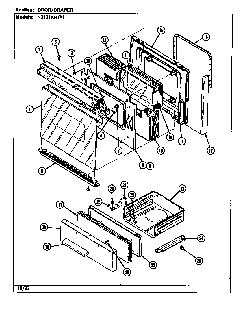 Norge N3110KRW door/drawer (n3121xr*) (n3121xra) (n3121xrw) diagram