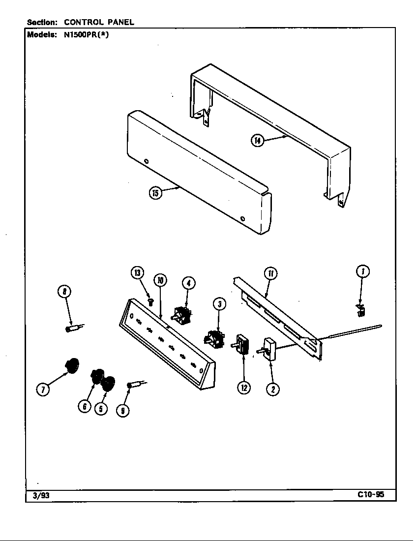 Norge N1500PRW control panel diagram