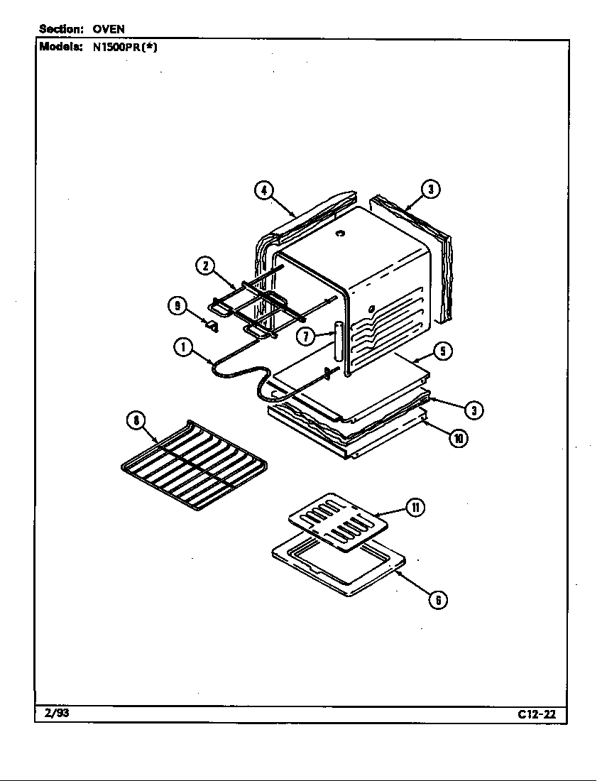 Norge N1500PRW oven diagram