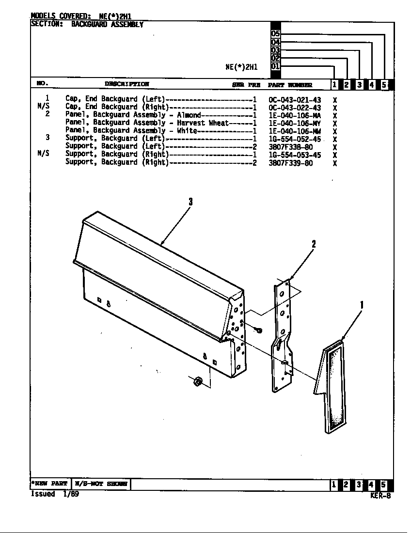 Norge NEA2H1 control panel diagram
