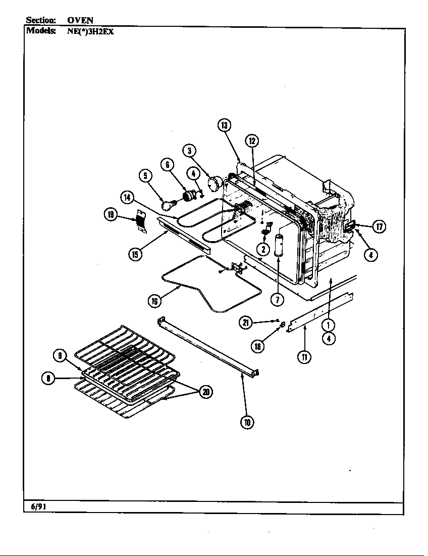 Norge NEW3H2EX oven diagram