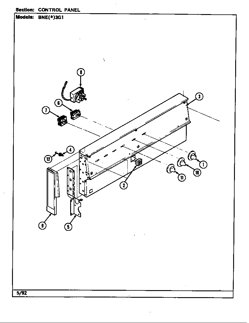 Norge BNEW3G1 control panel diagram