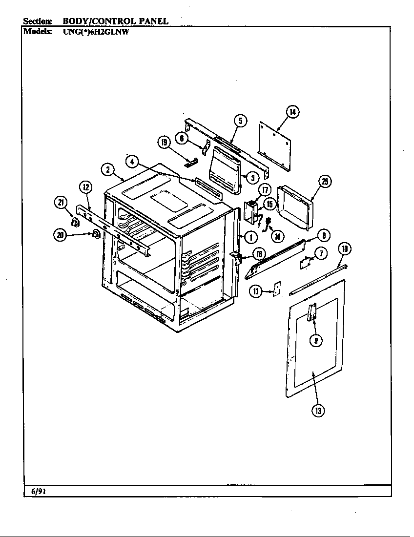 Norge UNGA6H2GLNW body diagram
