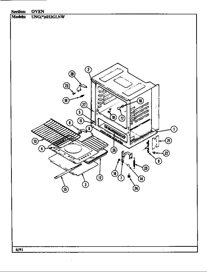 Norge UNGA6H2GLNW oven diagram