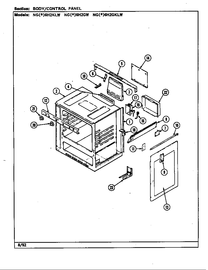 Norge NGW6H2GW body diagram
