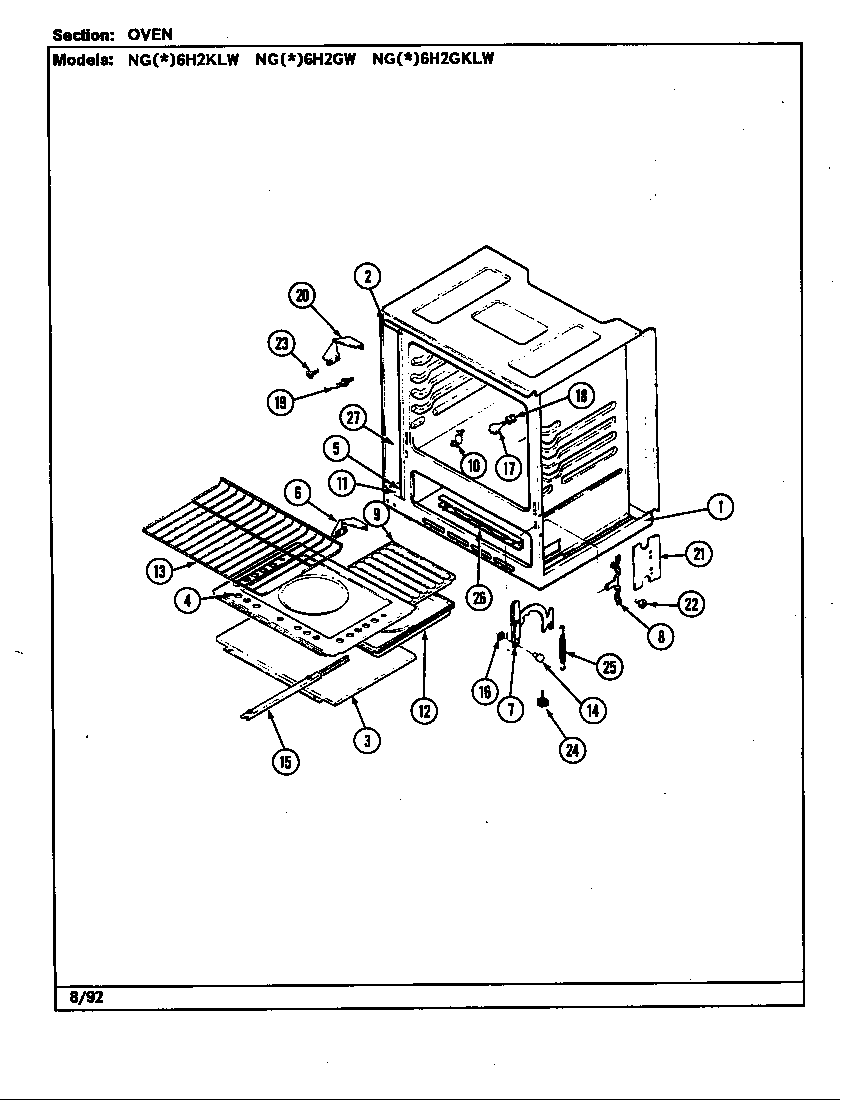 Norge NGW6H2GW oven diagram