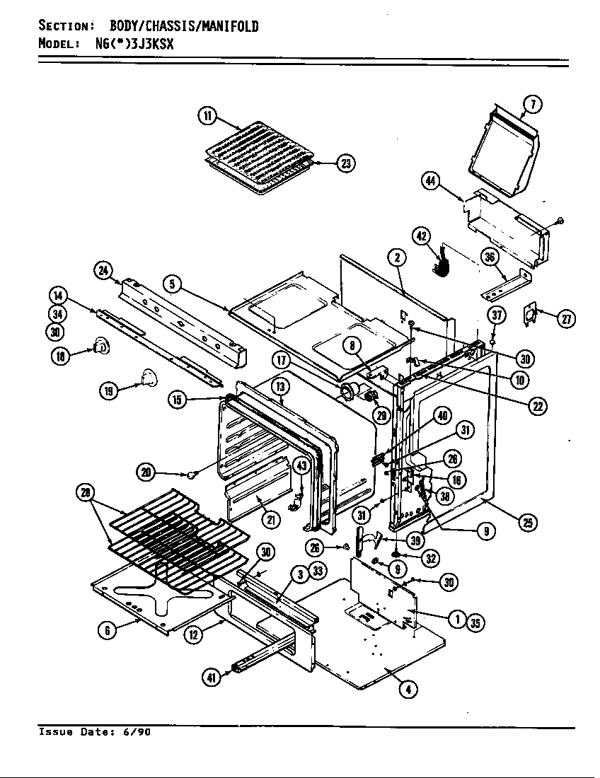 Norge NGW3J3KSX body diagram