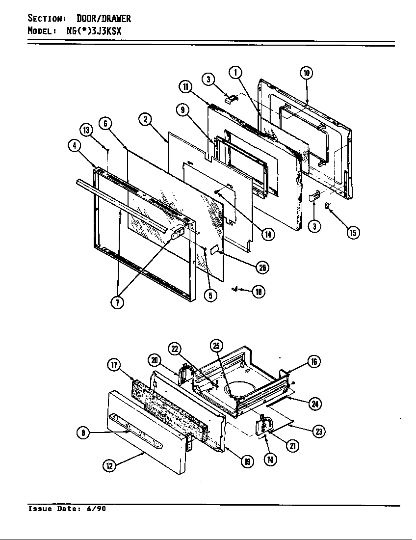 Norge NGW3J3KSX door diagram