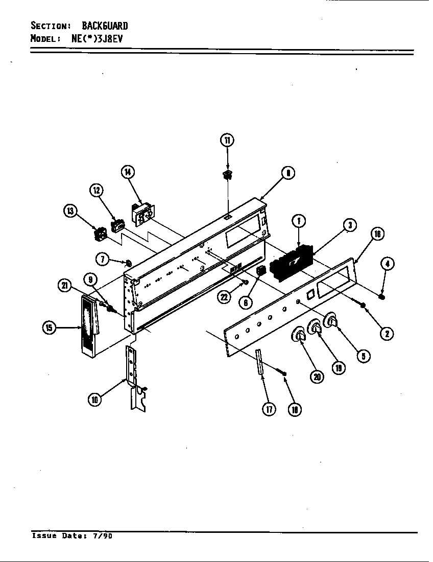 Norge NEW3J8EV control panel diagram