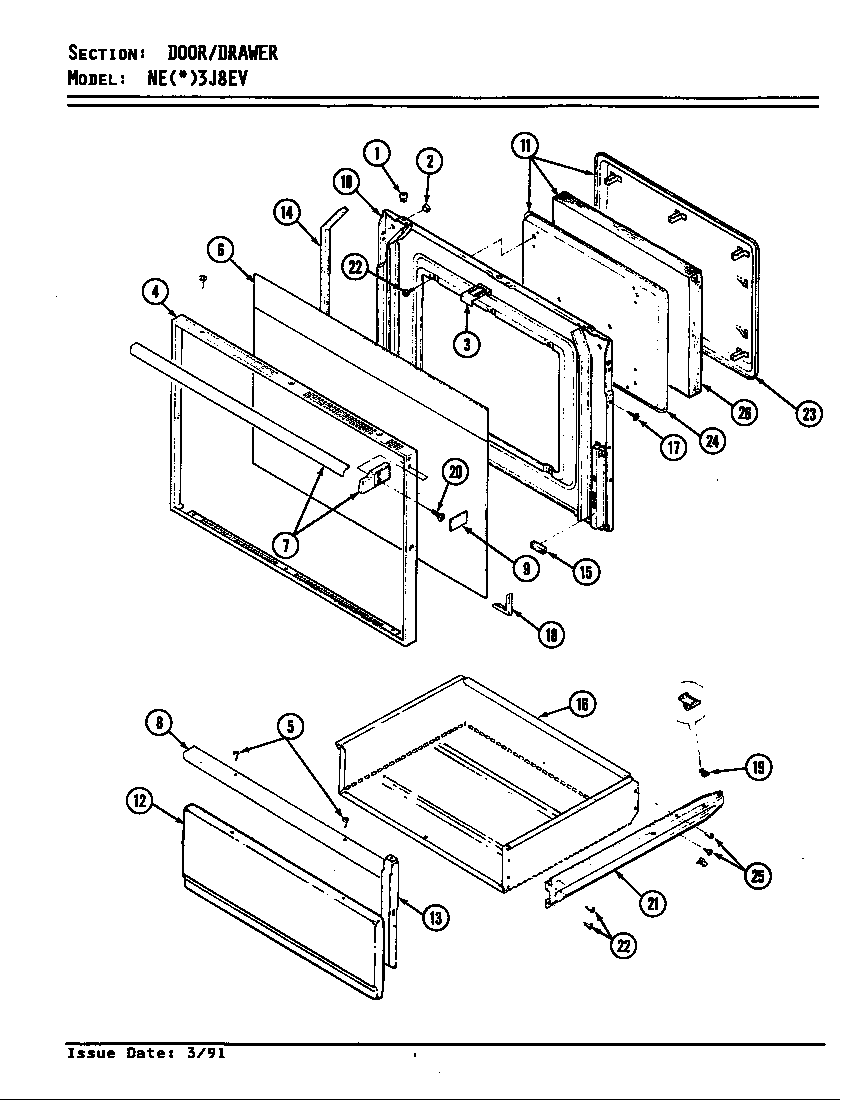 Norge NEW3J8EV door diagram