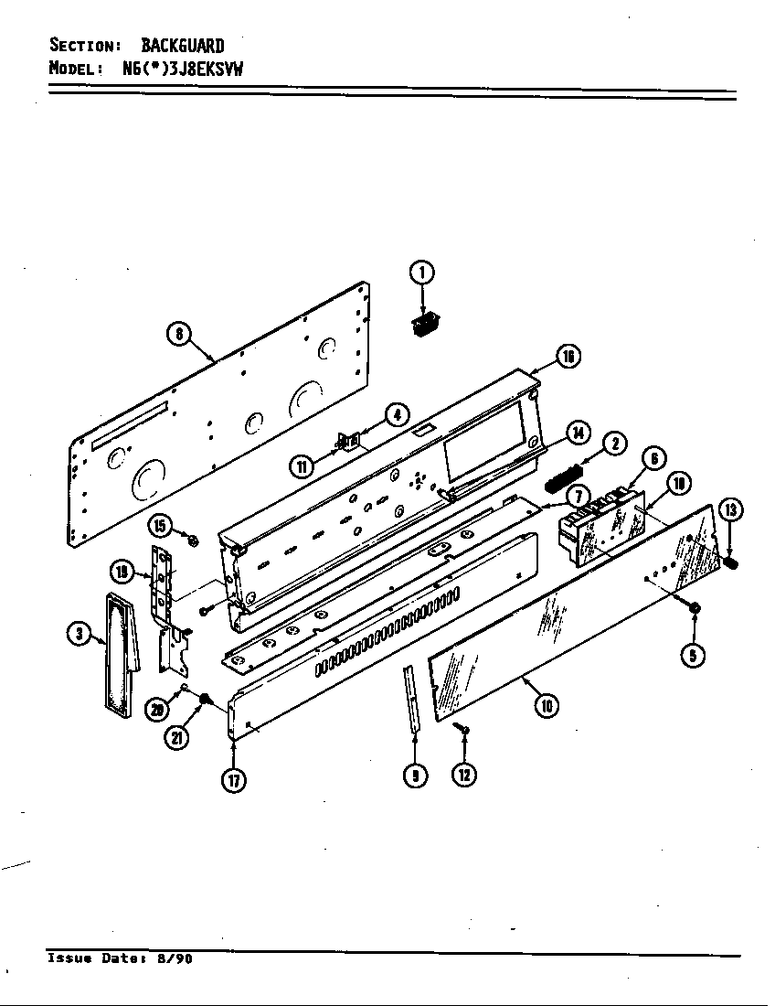 Norge NGA3J8EKSVW control panel diagram