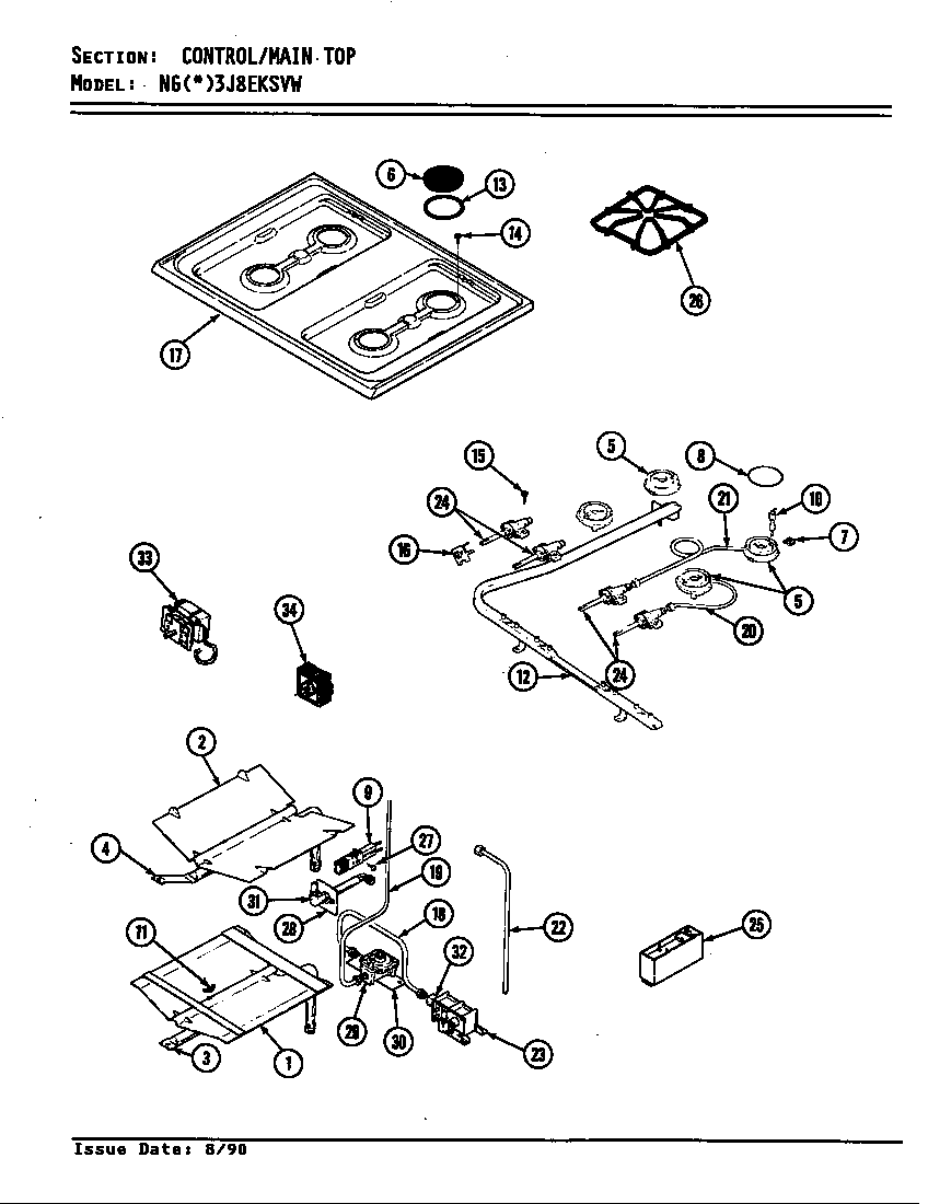Norge NGA3J8EKSVW top assembly diagram