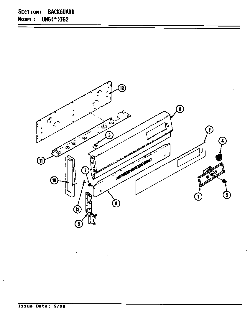 Norge UNGW3G2KV control panel diagram