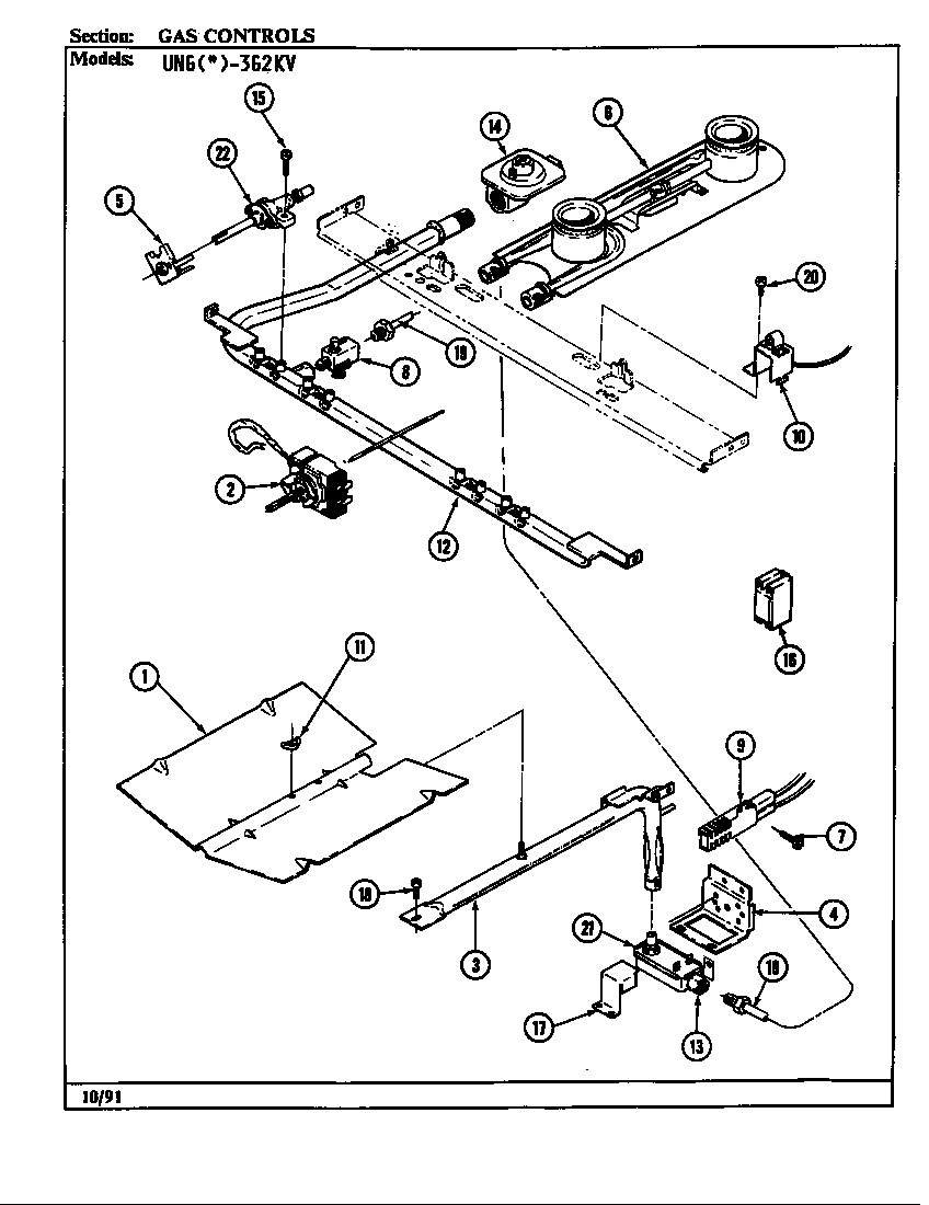 Norge UNGW3G2KV gas controls diagram