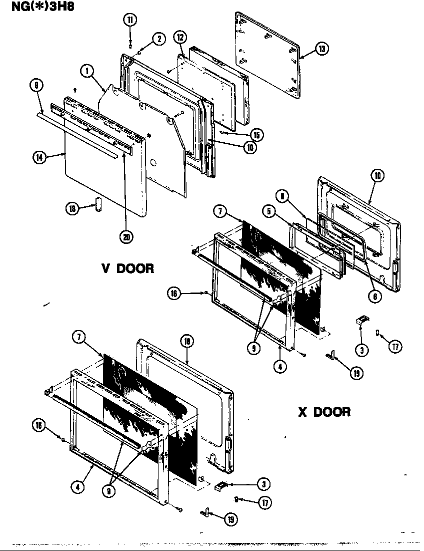 Norge NGA3H8EKV door diagram