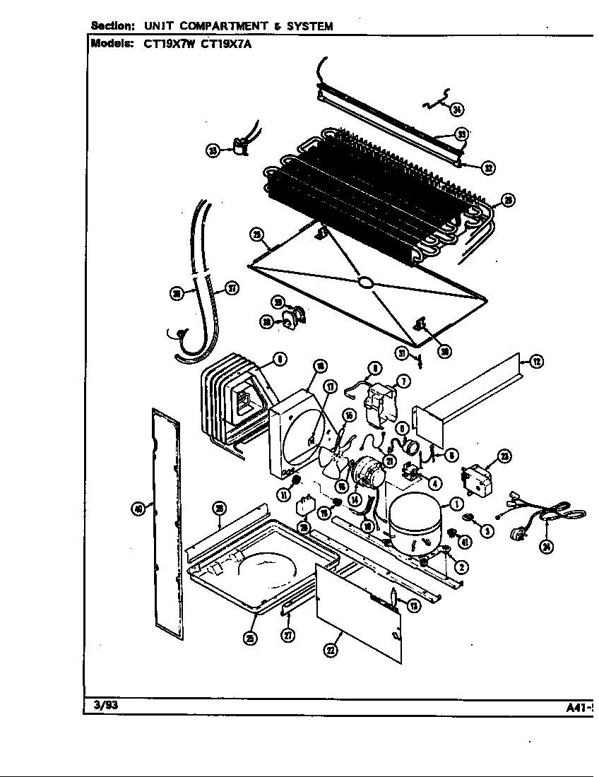 Crosley CT19X7W/DC66A unit compartment & system (ct19x7a/dc67a) (ct19x7w/dc66a) diagram