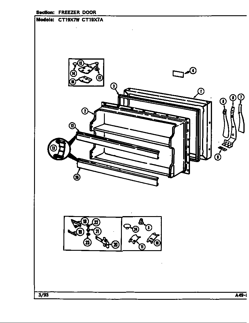 Crosley CT19X7W/DC66A freezer door diagram