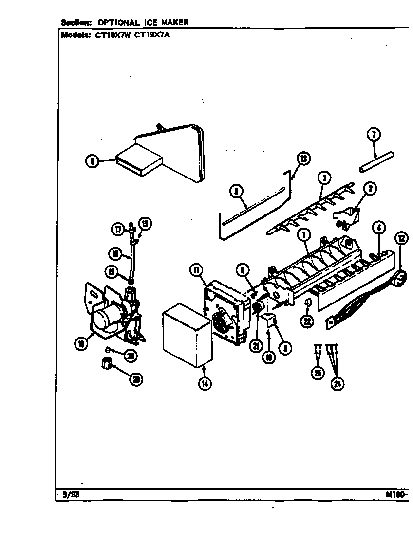 Crosley CT19X7W/DC66A optional ice maker (ct19x7a/dc67a) (ct19x7w/dc66a) diagram