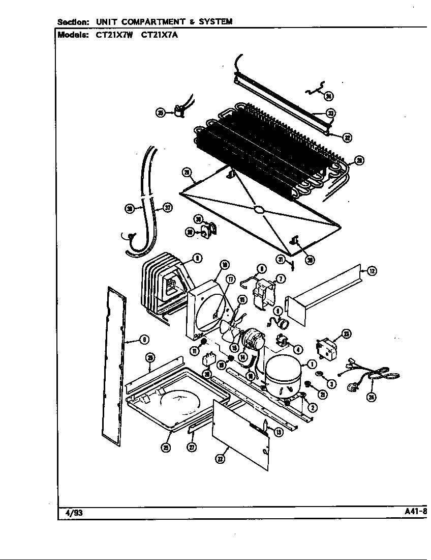 Crosley CT21X7W/DD67A unit compartment & system (ct21x7a/dd68a) (ct21x7w/dd67a) diagram