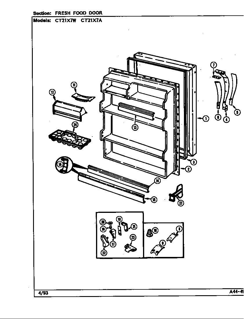 Crosley CT21X7W/DD67A fresh food door diagram