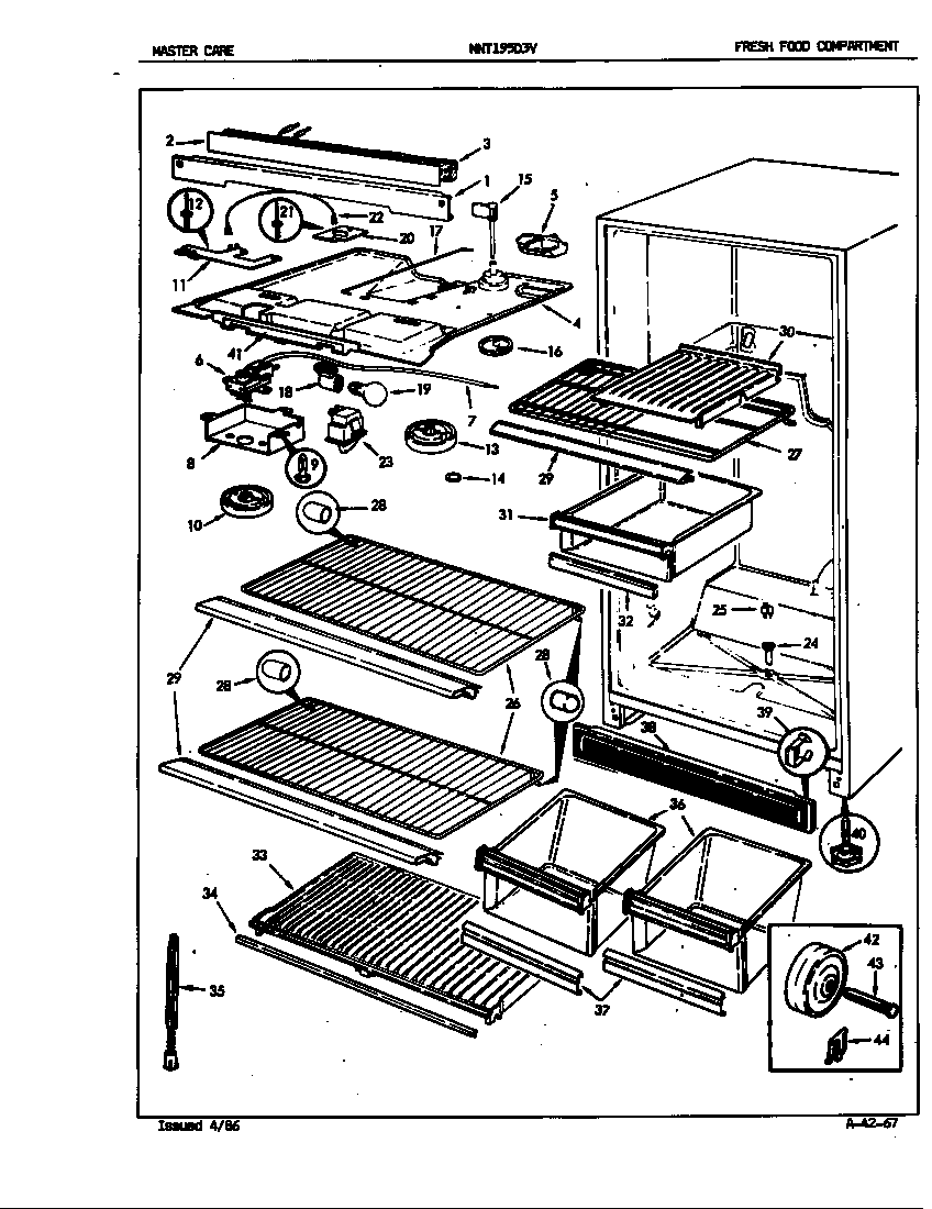 Norge NNT195D3VA/5D54A fresh food compartment diagram