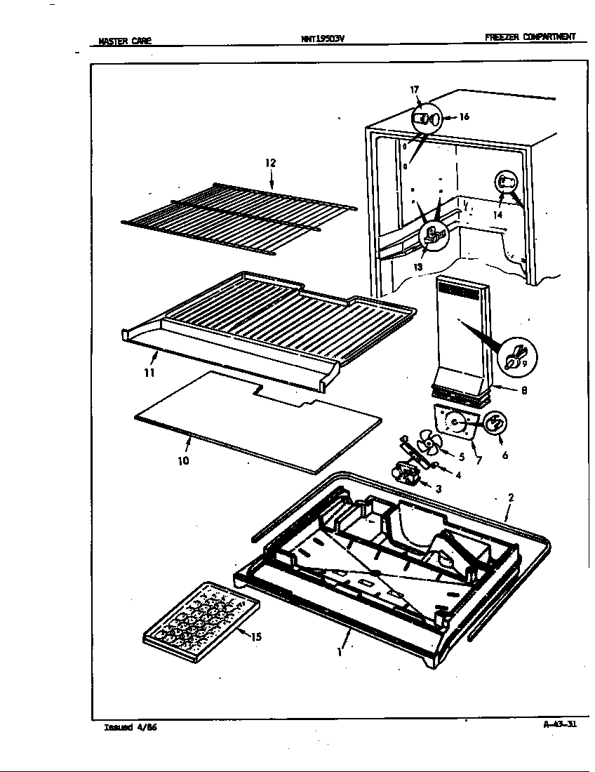 Norge NNT195D3VA/5D54A freezer compartment diagram