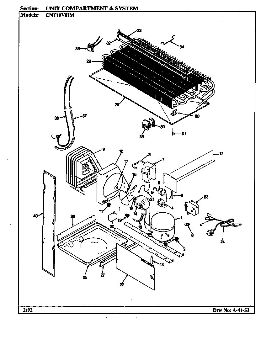 Crosley CNT19V8IMH/CC55A unit compartment & system diagram