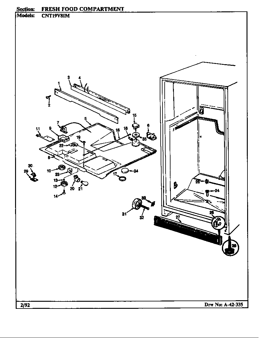Crosley CNT19V8IMH/CC55A fresh food compartment diagram