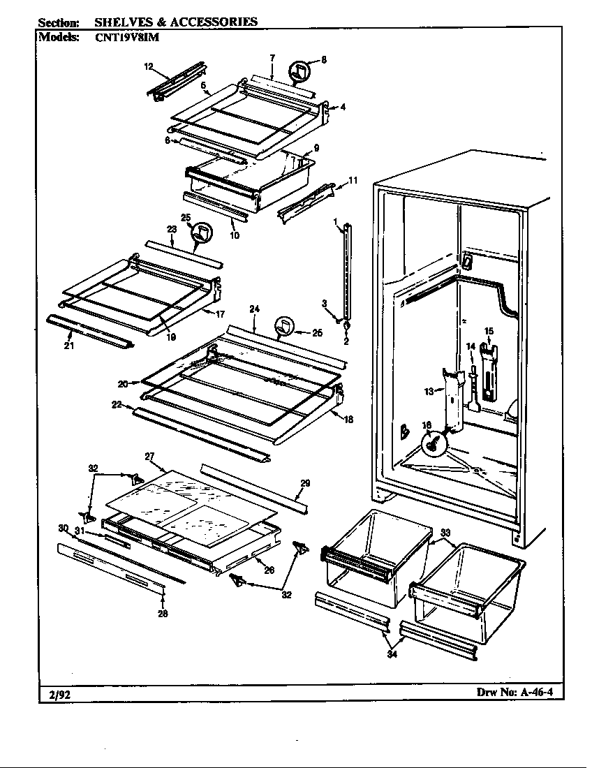 Crosley CNT19V8IMH/CC55A shelves & accessories diagram
